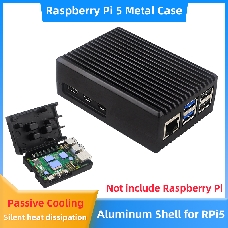 Pi 5 Case - Raspberry Pi 5 Aluminiumgehäuse, gepanzerte Schale,